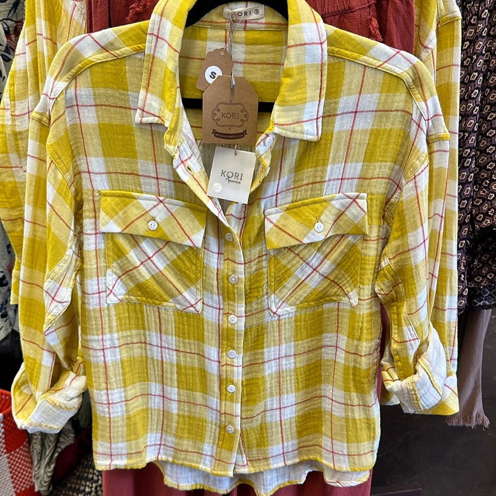 Kori America Cotton Button Down Top (Sizes Small - Large)